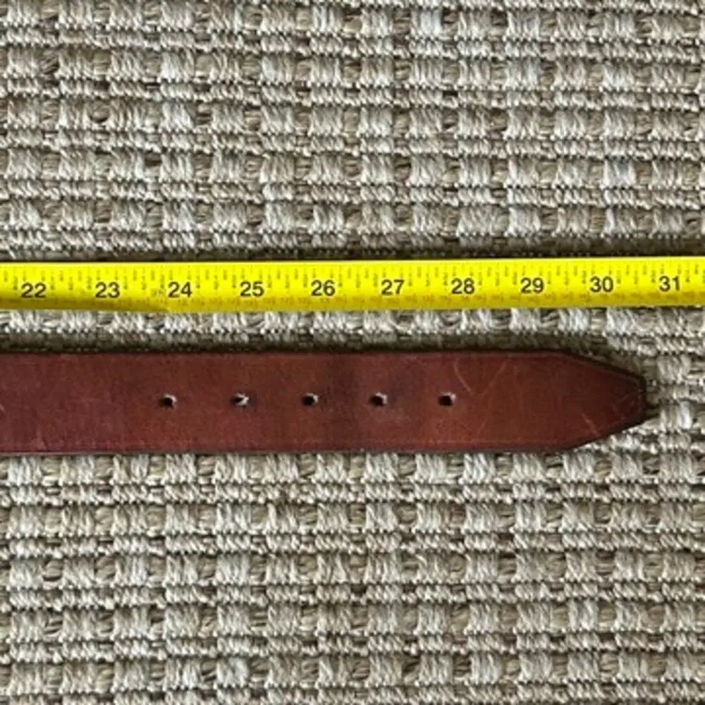 Vintage 70s Dark Brown Leather Belt Silver Tone Buckle